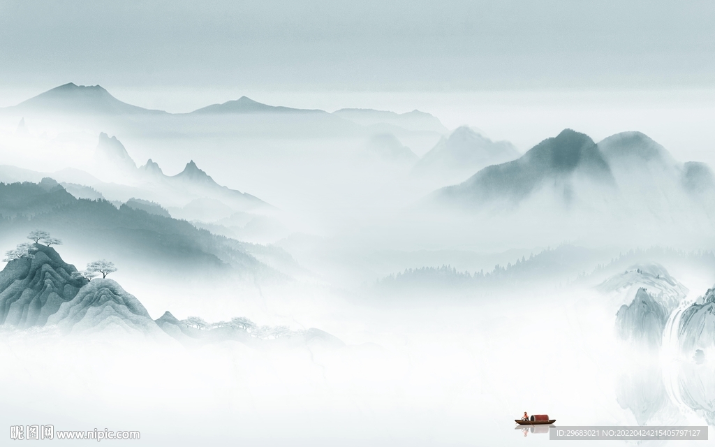 新中式新山水背景墙 TIF分层