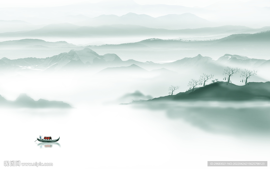 高清 新山水背景墙 TIF分层