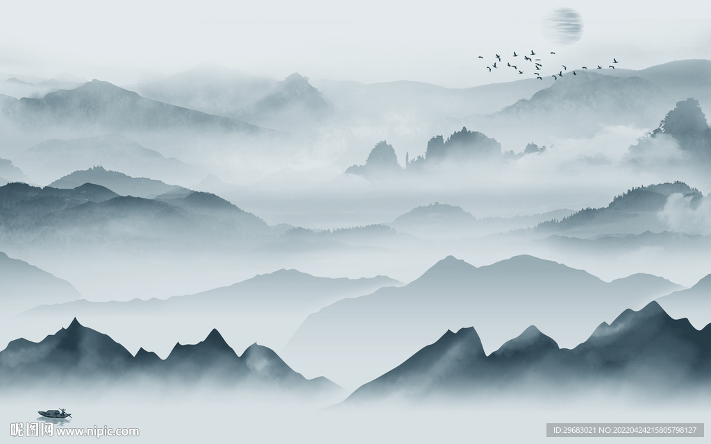 现代 新山水背景墙 TIF分层