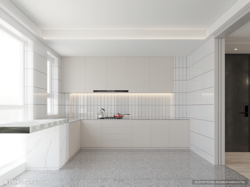 现代简约厨房模型SU模型下载[ID:112935471]_建E室内设计网