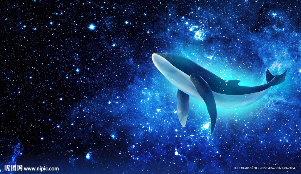 分层星空海豚背景墙