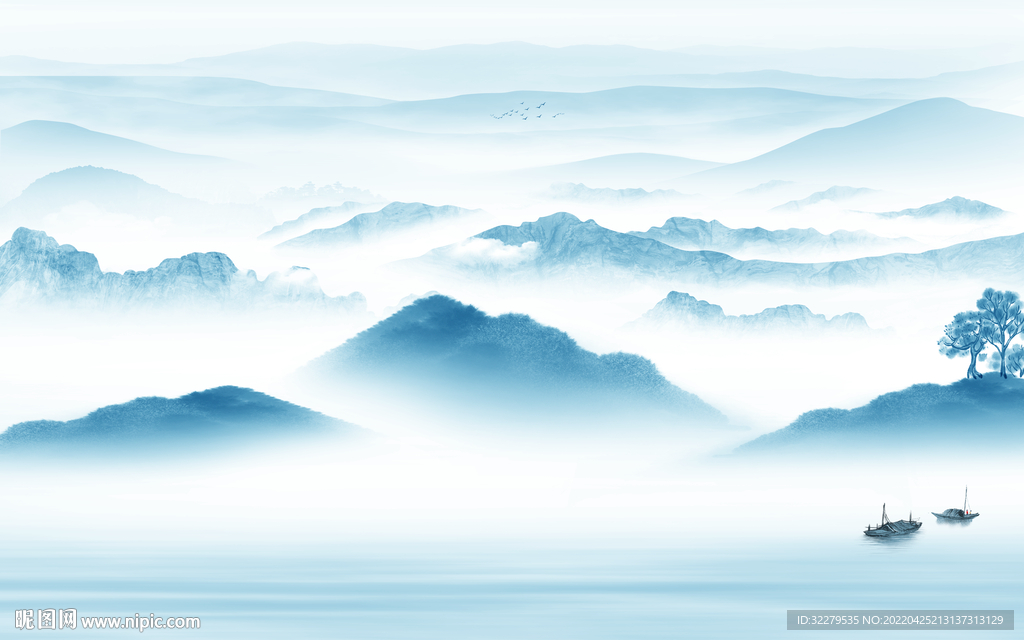 中式 高清风景山水 TIF分层