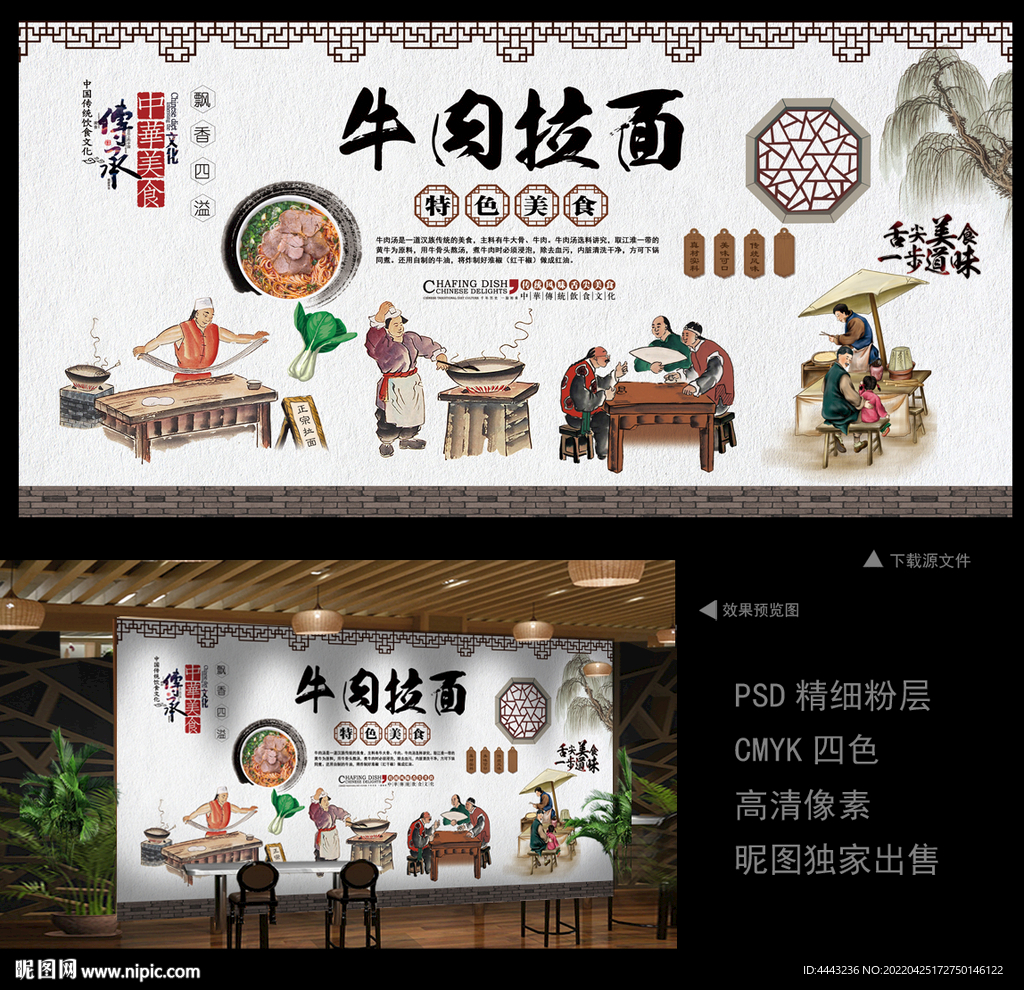 牛肉拉面 背景墙