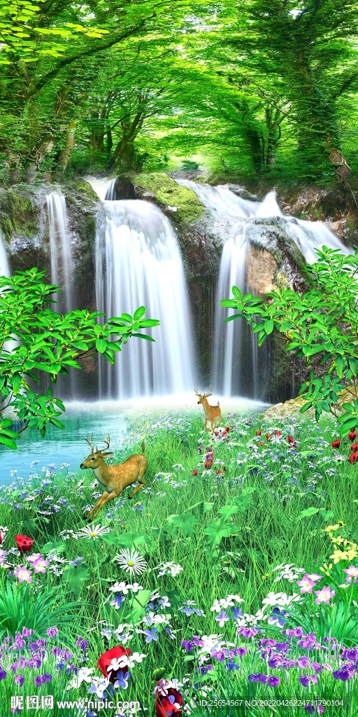 绿色流水瀑布玄关