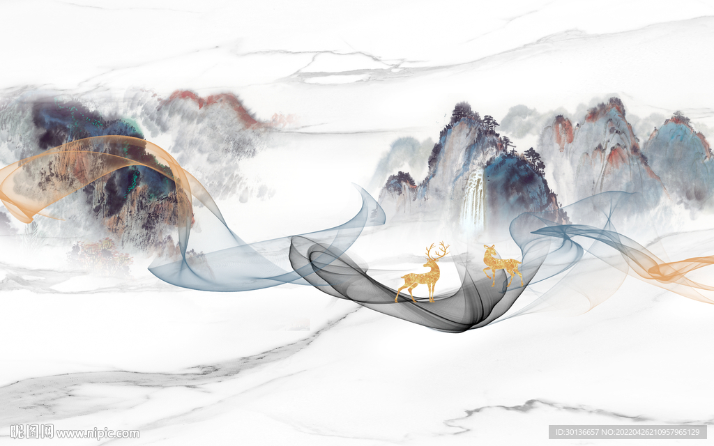 人气新款山水背景 tif分层