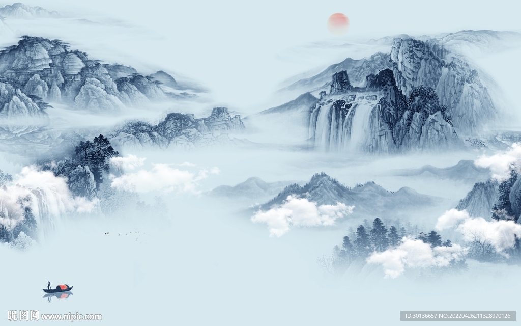 中国风新款山水背景 tif分层