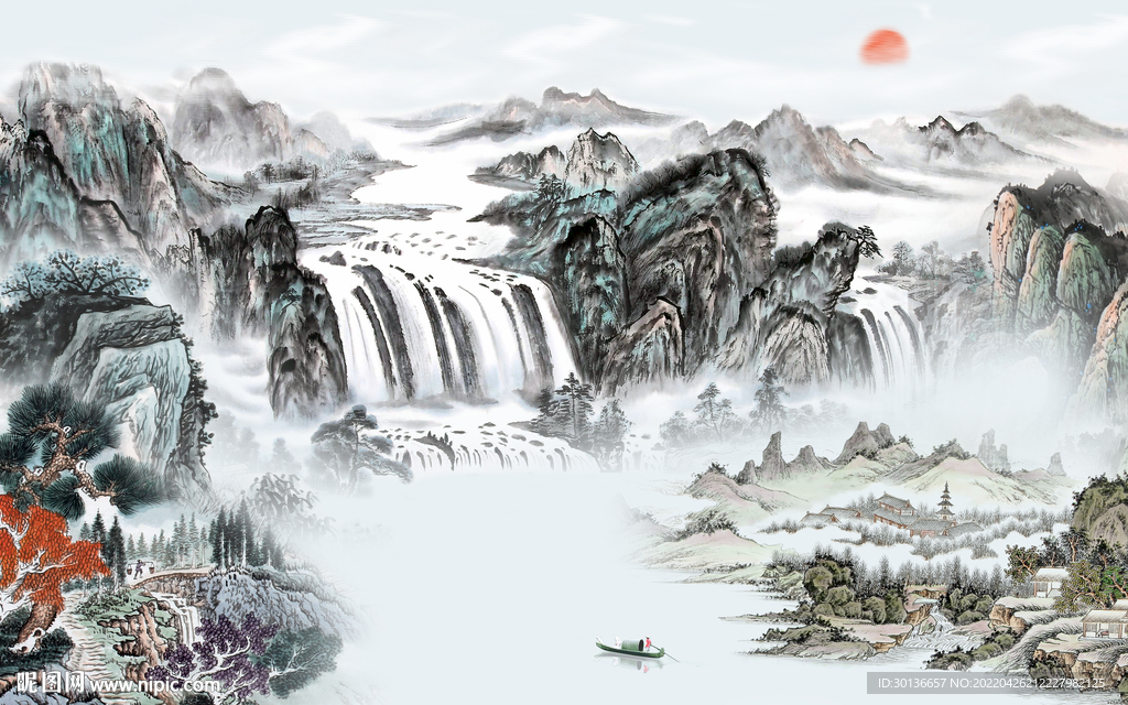 高档新款山水背景 tif分层