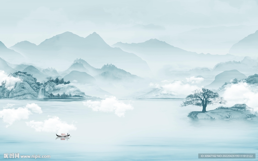 意境客厅电视山水 TIF分层