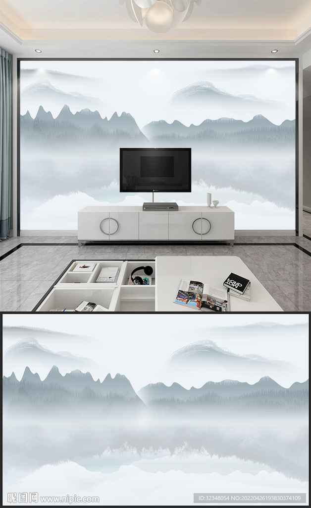 水墨山水电视背景墙装饰画