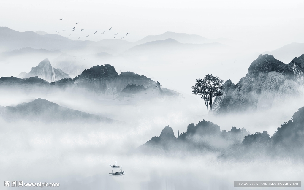 现代电视背景山水 TIF分层