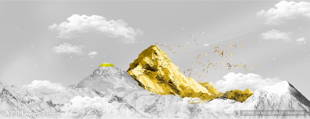 装饰画 新中式山水画 金色山