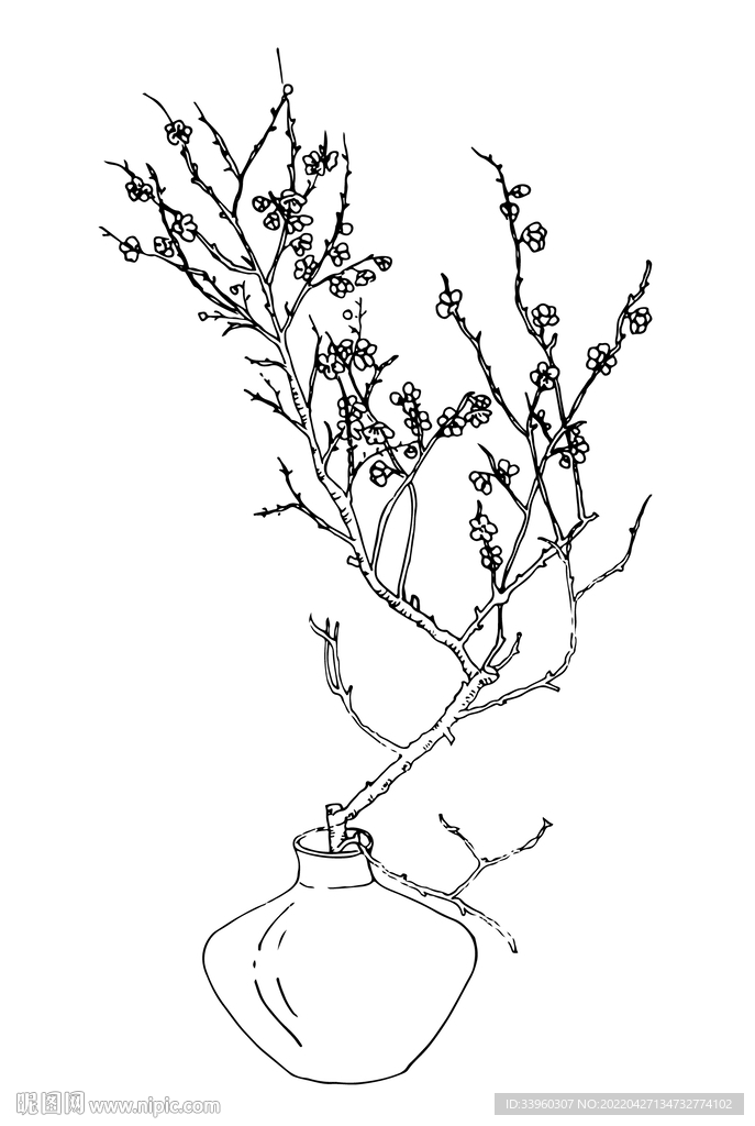 手绘插花艺术矢量素材