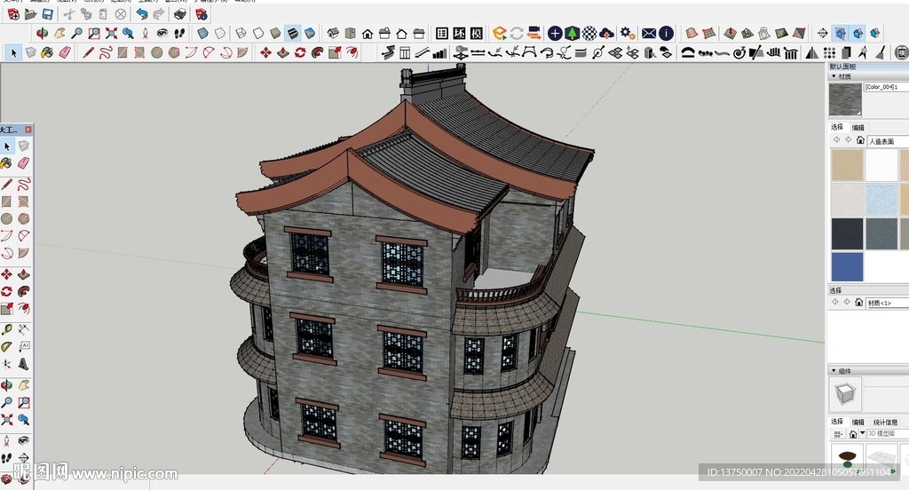 古镇建筑模型su模型3d设计