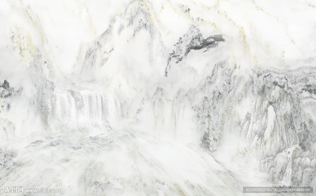 高山流水山水新中式背景墙