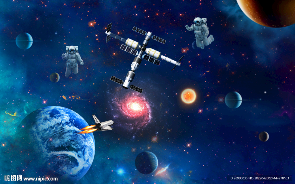 空间站宇航员背景墙