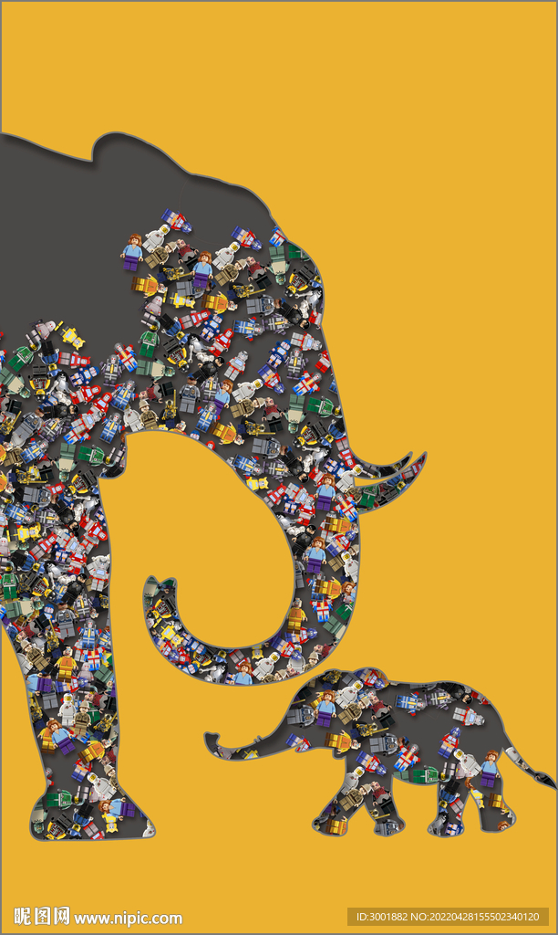 轻奢装饰画 立体抽象图 大象