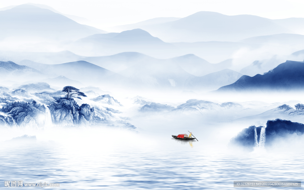 最新意境山水背景 tif分层