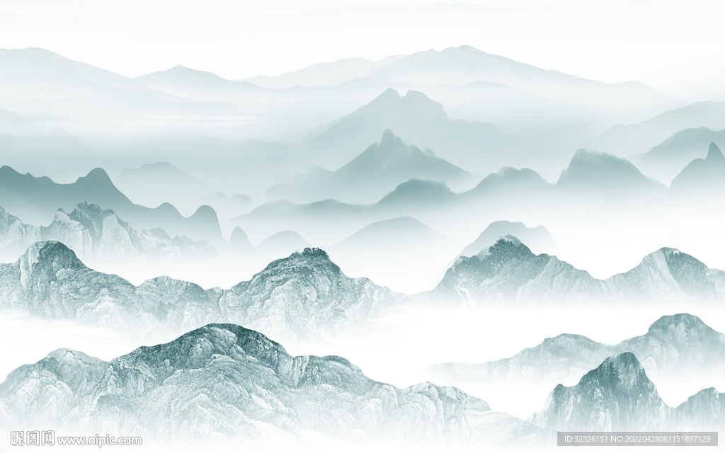 水墨意境山水背景 tif分层