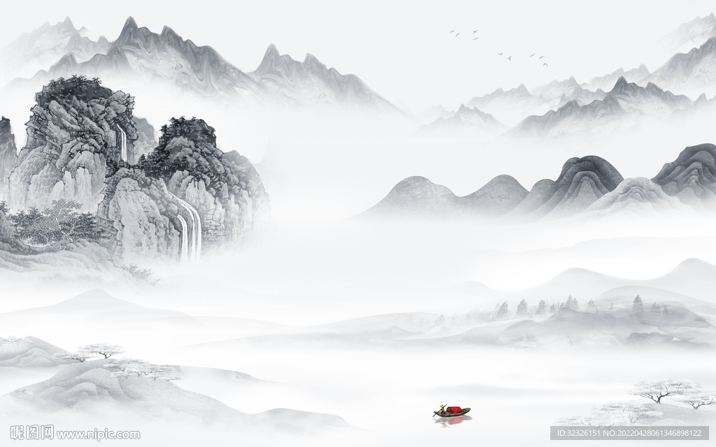 人气意境山水背景 tif分层