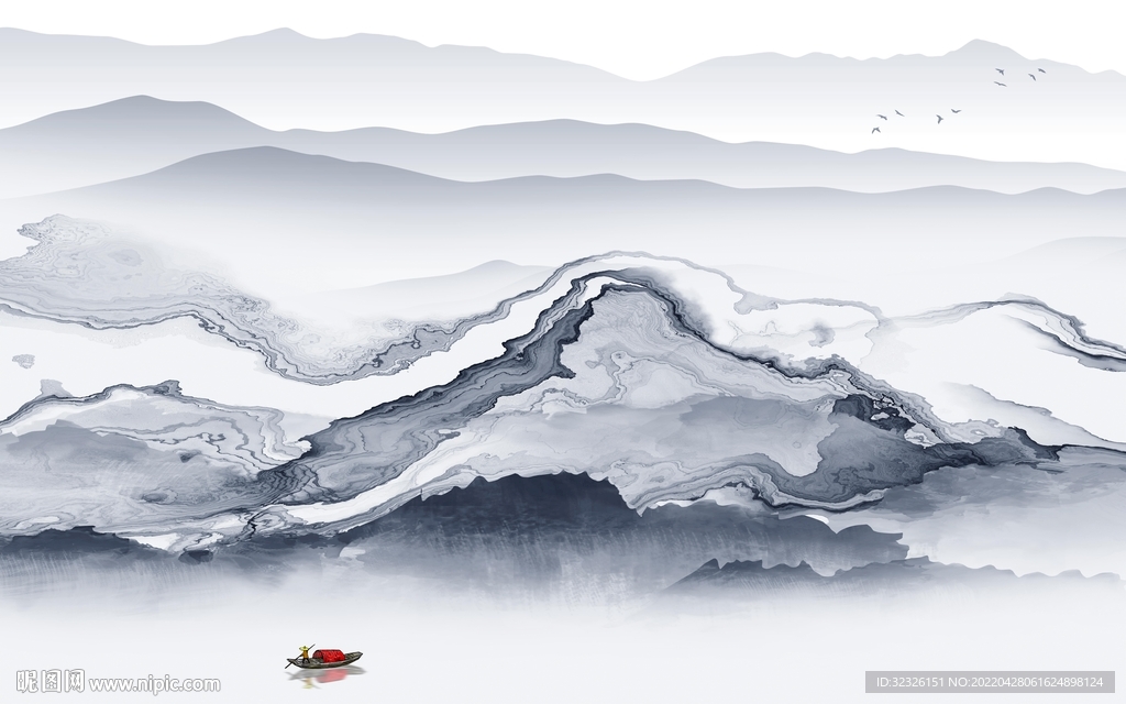 简约意境山水背景 tif分层设计图__无框画_环境设计_设计图库_昵图网