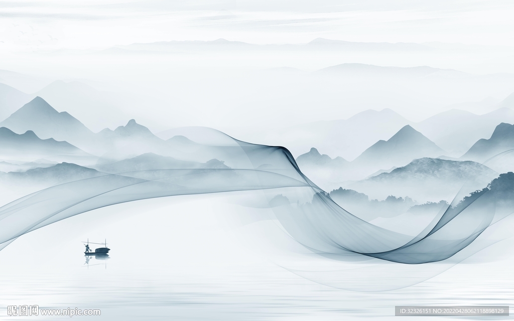 中国风意境山水背景 tif分层