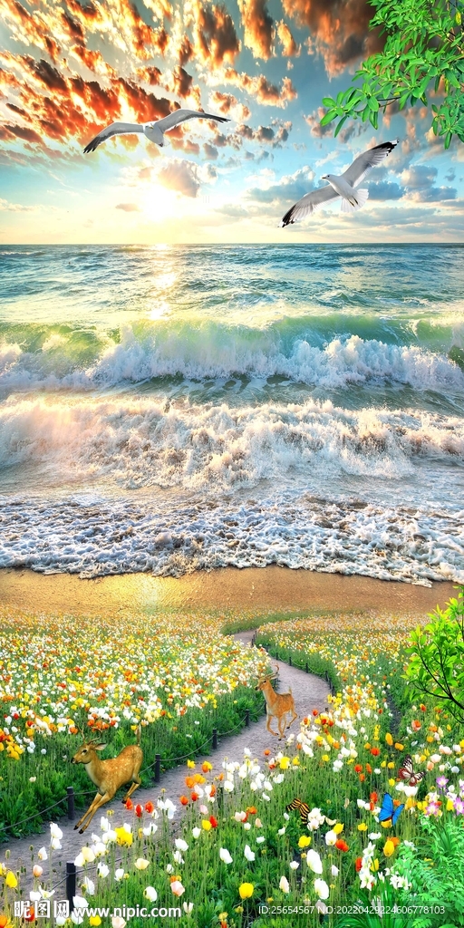 海景玄关装饰画