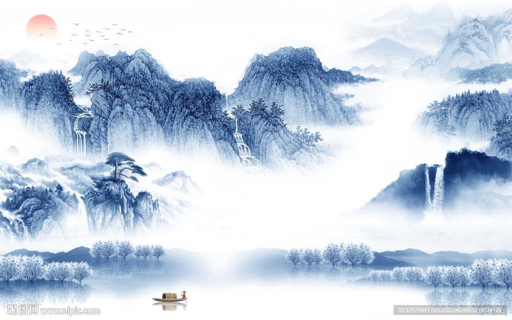 最新高端背景山水 TIF分层