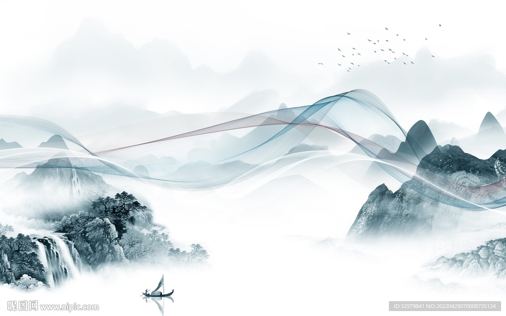 人气 高端背景山水 TIF分层