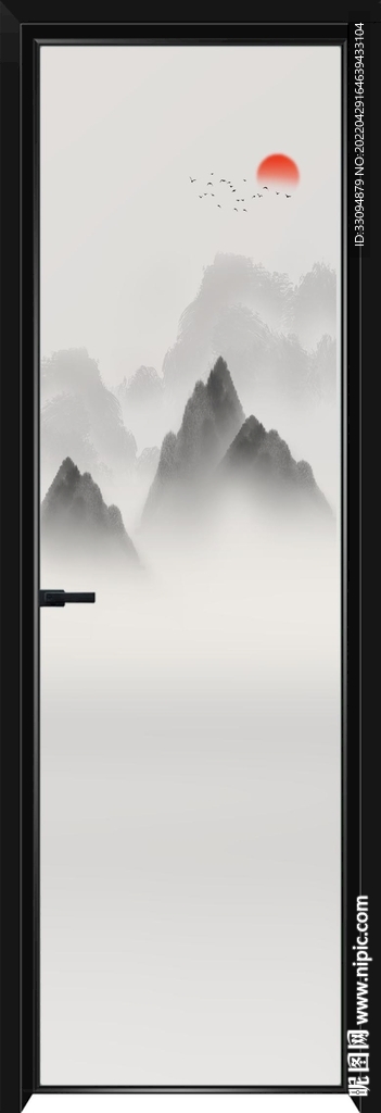高清分层透明底平开门打印图