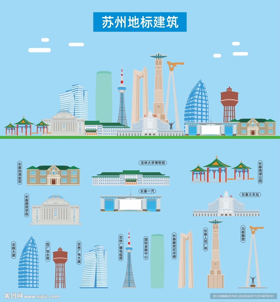 苏州地标建筑剪影