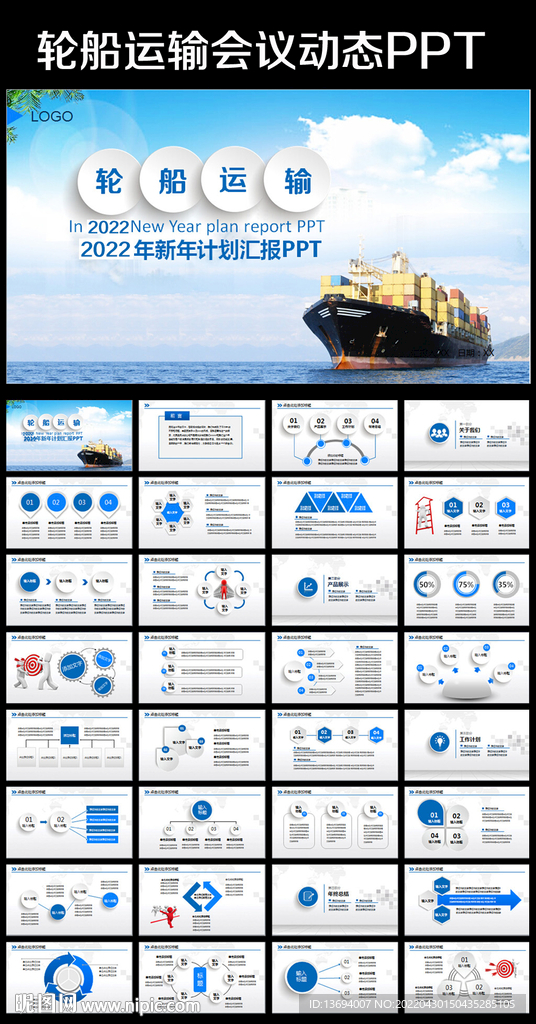 物流海运货轮船港口码PPT