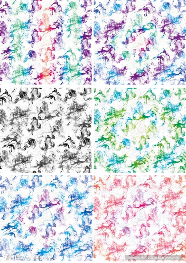烟雾彩色渐变四方连续