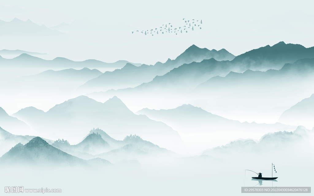 水墨 客厅意境山水 TIF分层