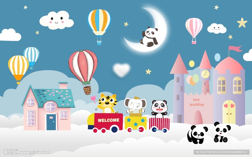 卡通可爱动物背景墙图片