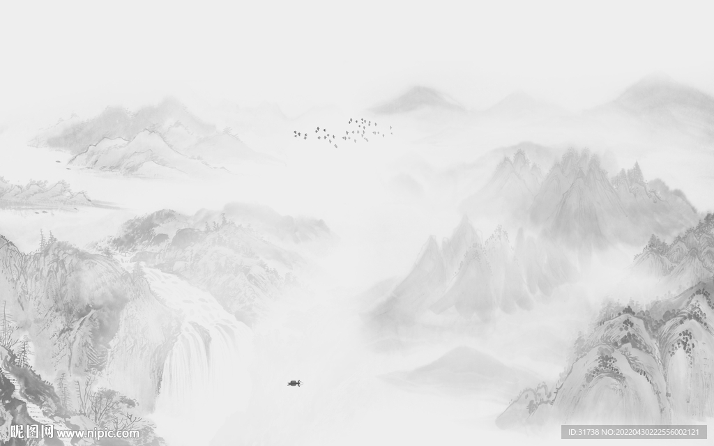 高山流水新中式背景墙