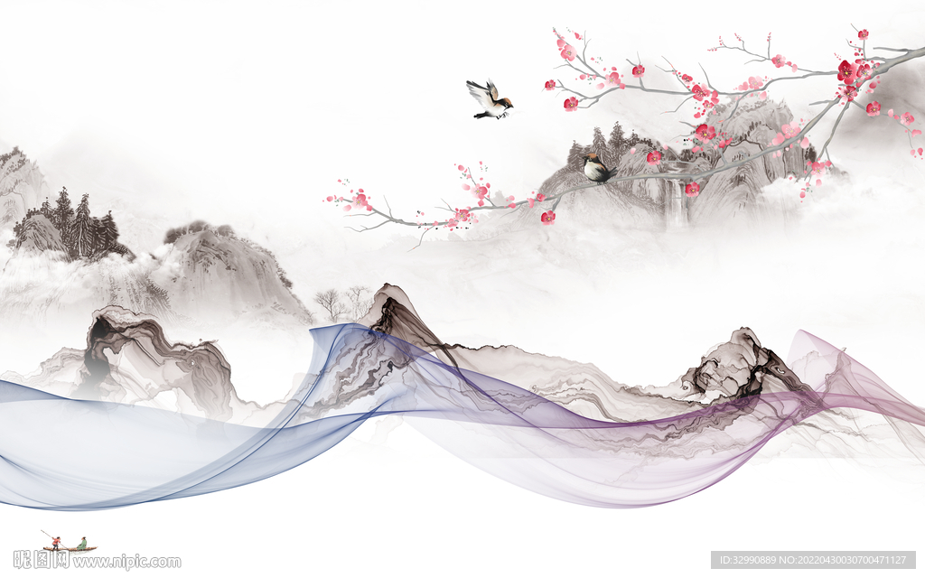 花鸟 高清山水新画 TIF分层