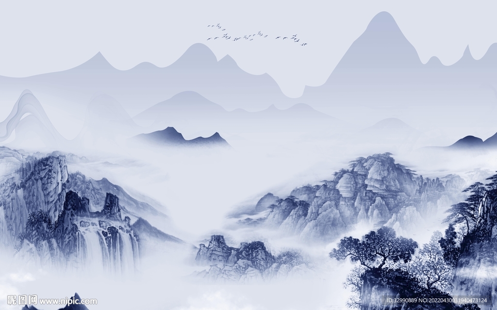 新中式高清山水新画 TIF分层