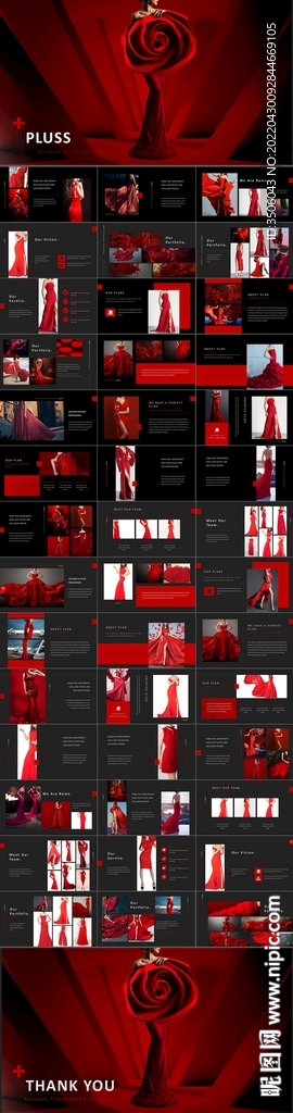 红色礼服PPT