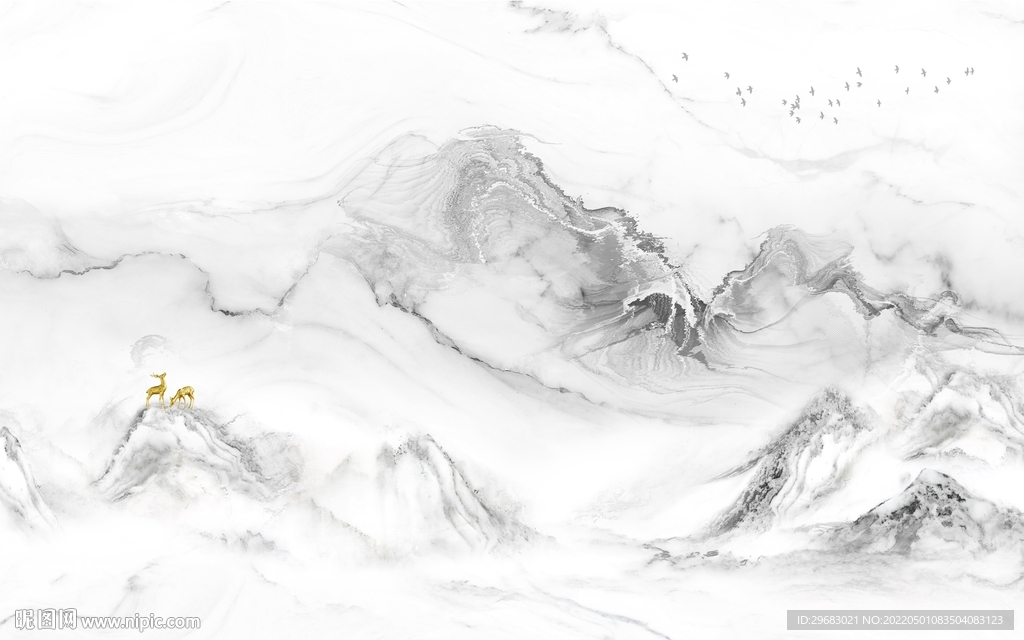 石纹 客厅山水背景 TIF分层