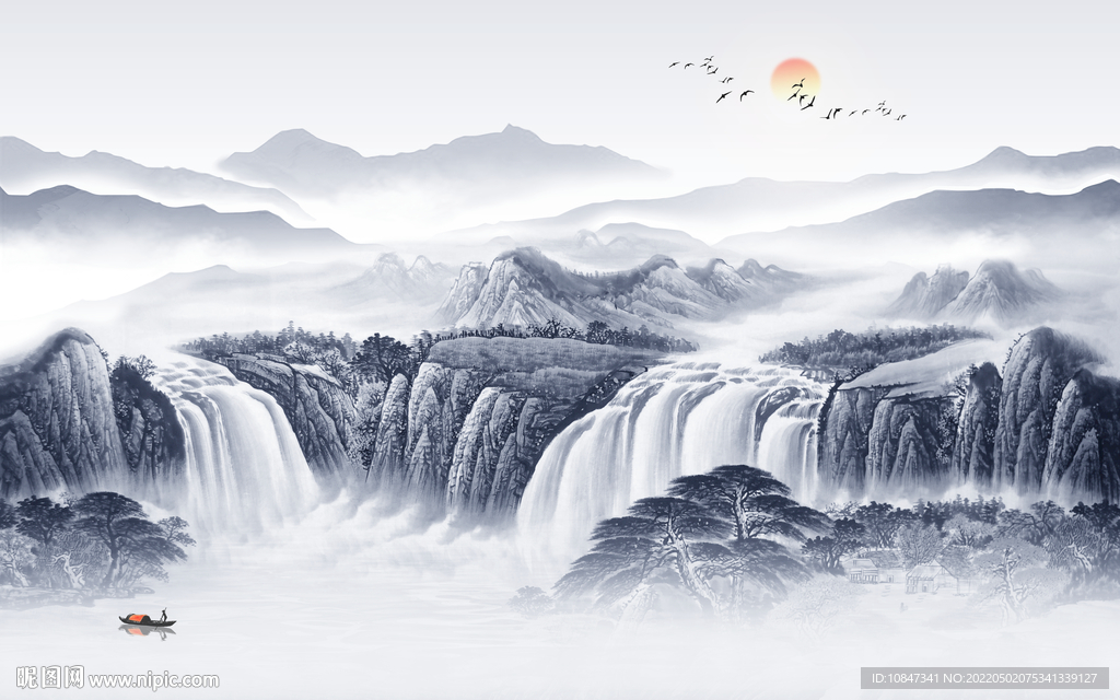 最新意境新画山水 TIF分层
