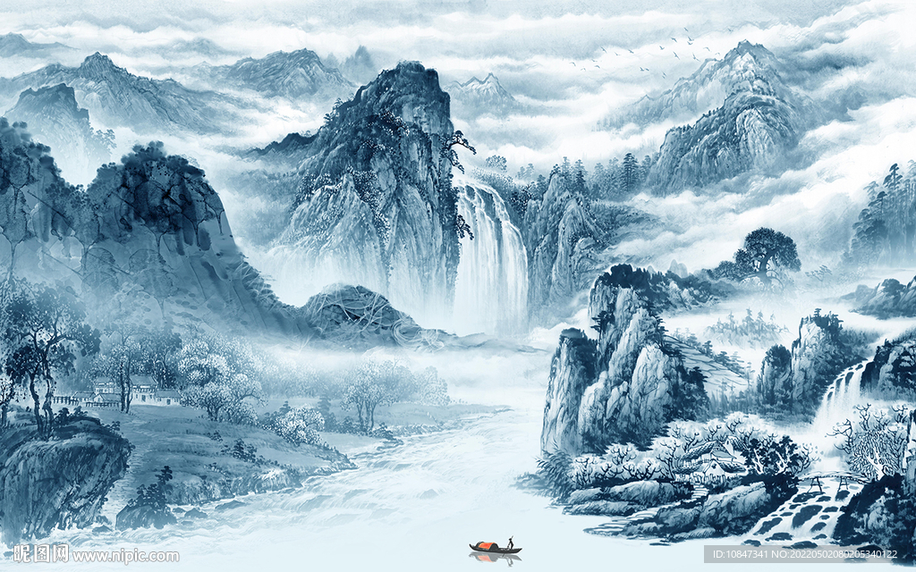 中国风意境新画山水 TIF分层