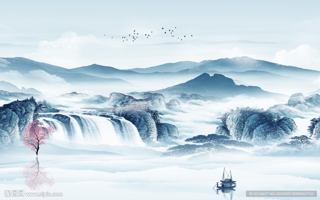 人气电视山水背景 tif分层