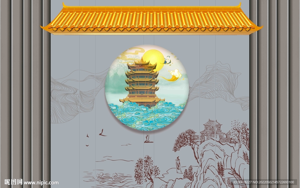 新中式格栅背景墙