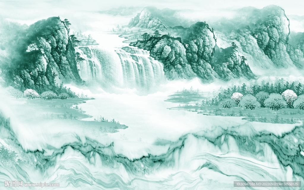 新中式最新电视山水 TIF分层