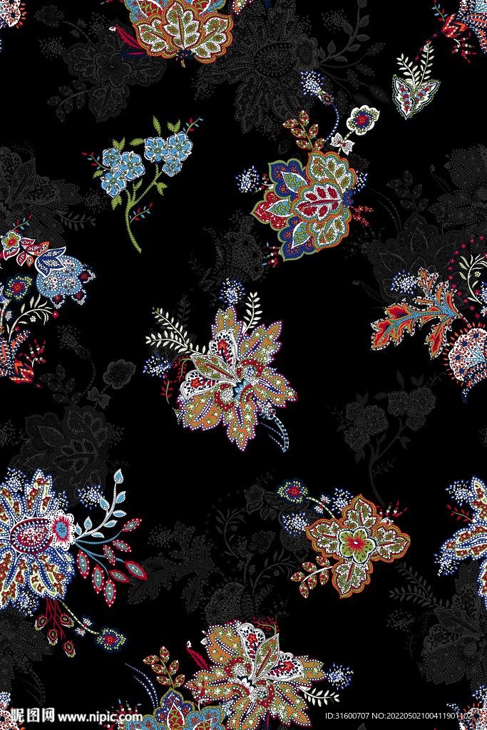 线描民族风乱花 