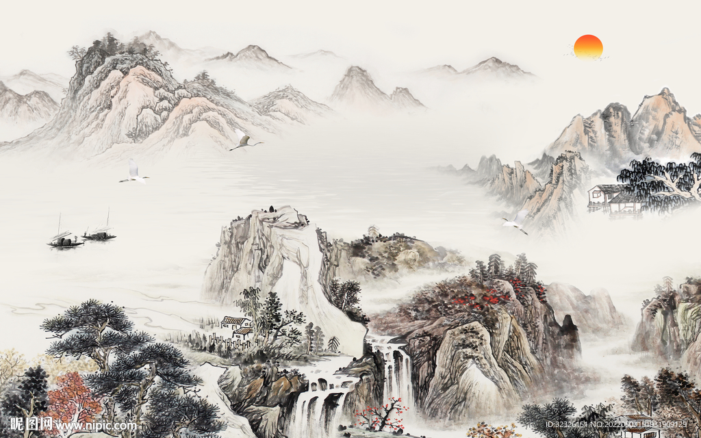 爆款高端山水背景 tif分层