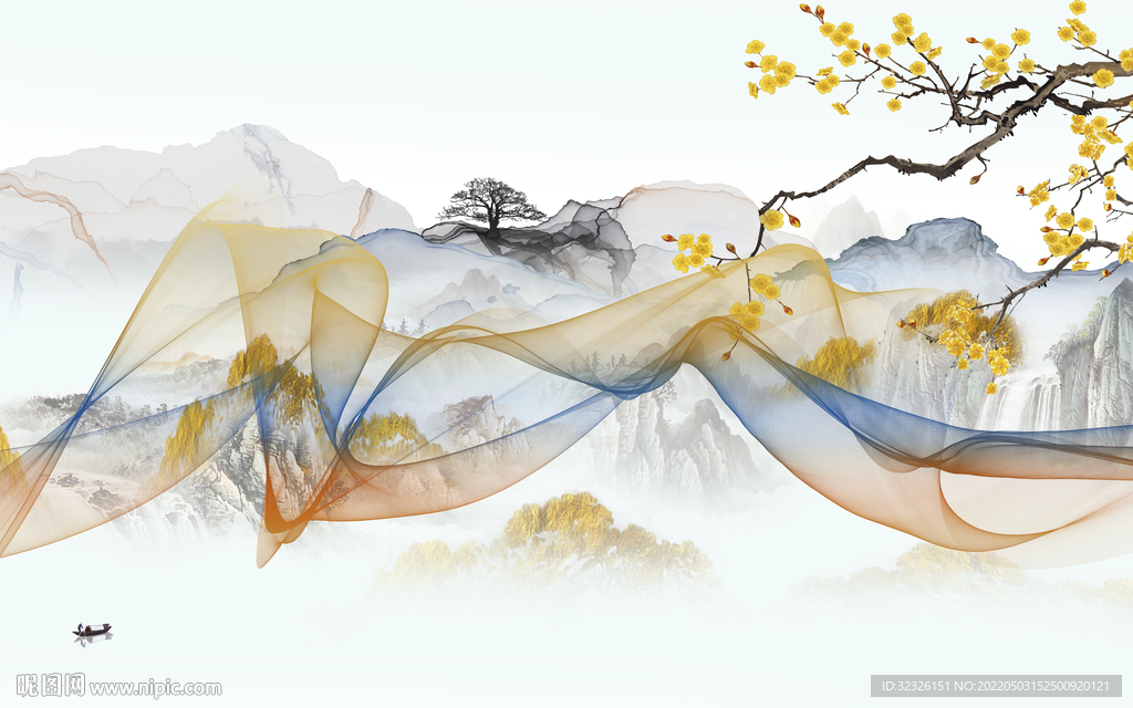 高档 高端山水背景 tif分层