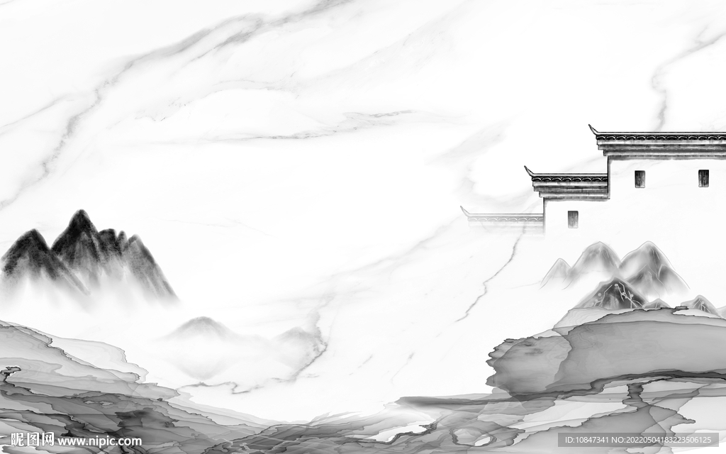 徽派 意境客厅山水 TIF分层