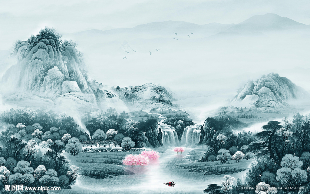 中国风意境客厅山水 TIF分层