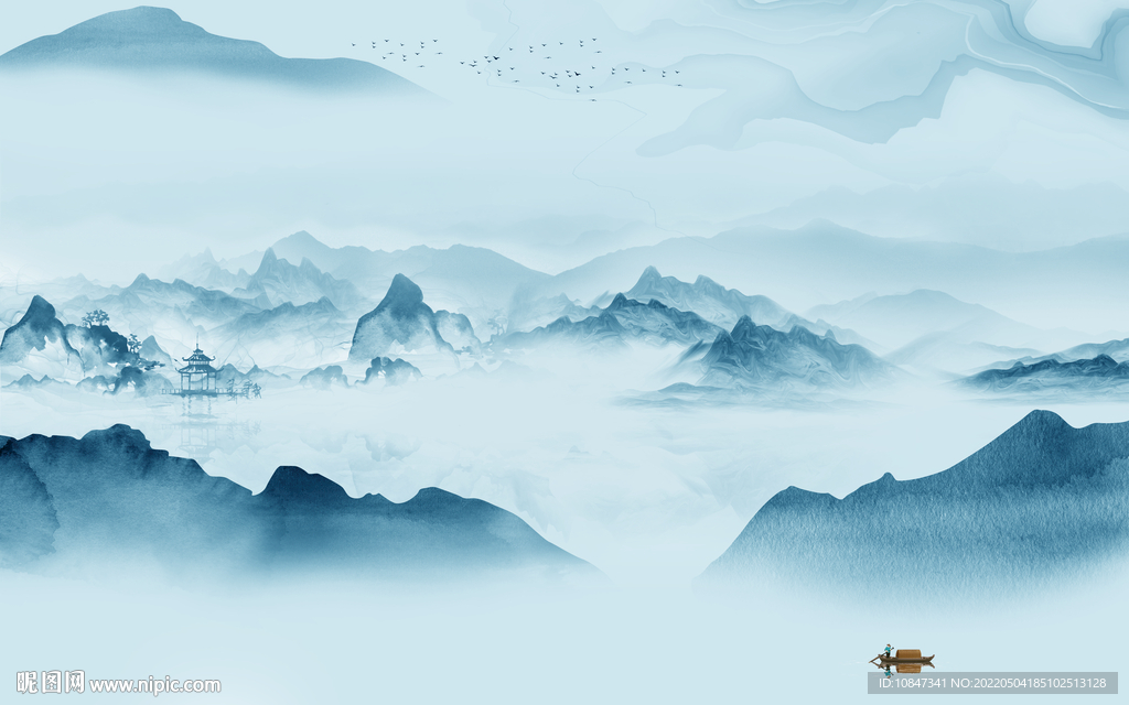 新中式意境客厅山水 TIF分层